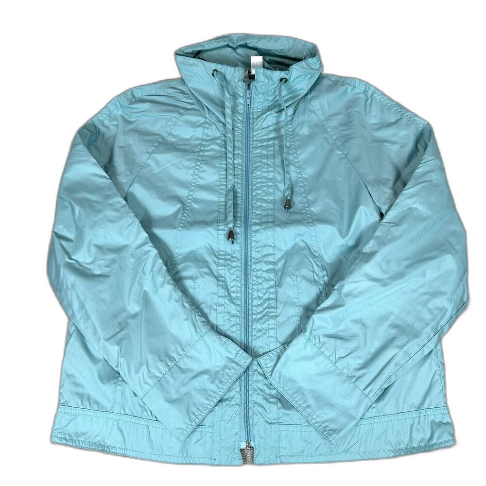Christopher & Banks Windbreaker Jacket Medium Light Aqua Teal Waterproof